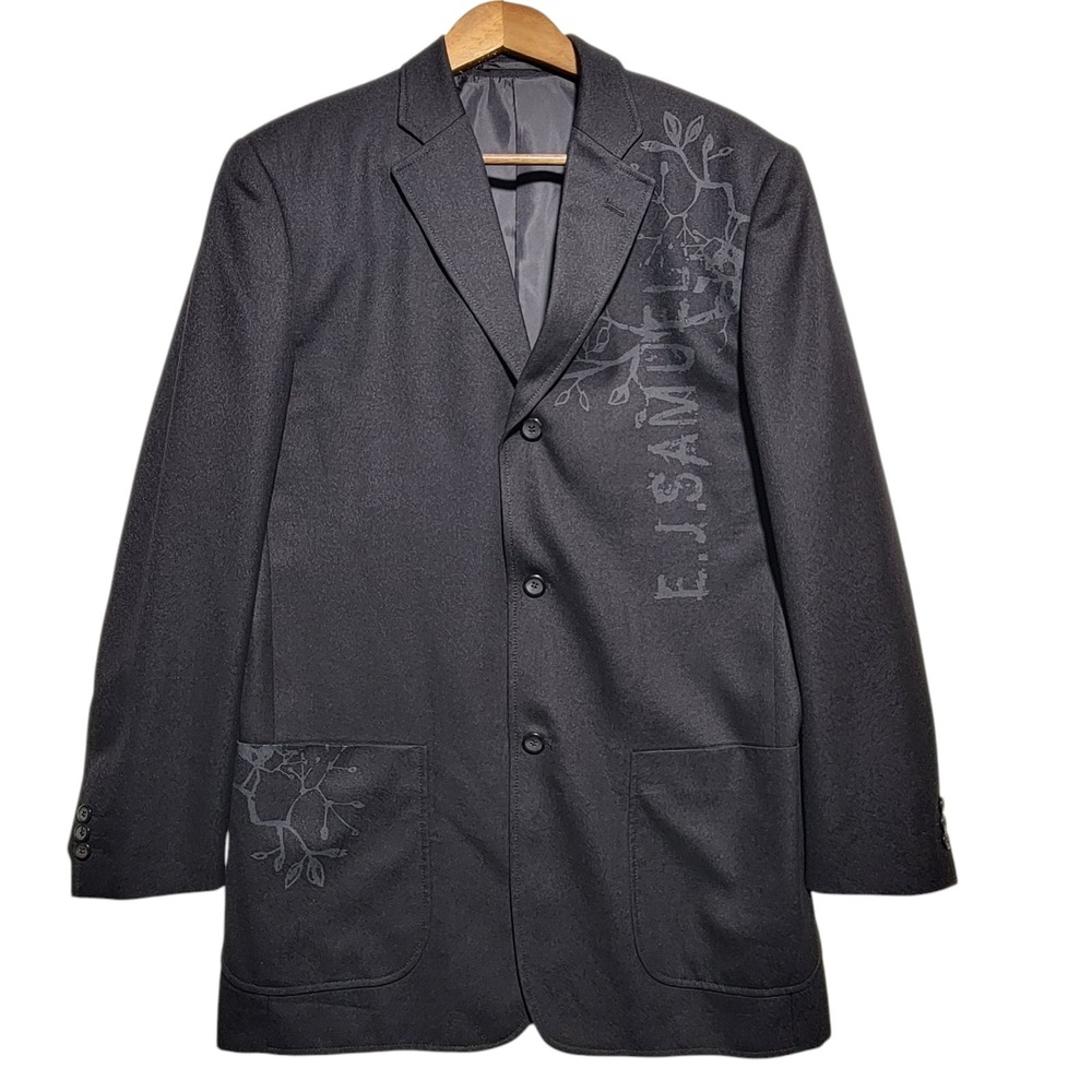EJ Samuel‎ Black Suit Coat Jacket Blazer Men's Size 40R Tree Branches